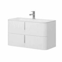 PISA 100 R, ALB MAT, MOBILIER SUSPENDAT, FRONT RIFLAT, CU 2 SERTARE ROTUNJITE SI CU , 2 MANERE ALBE, 100X46XH50CM, PISA102-WM-C-HLY03